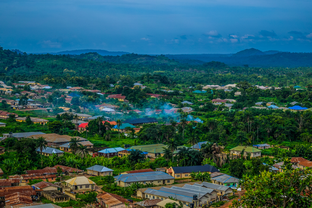 Panoramic view of the town below Iworoko mountain, Ekiti.